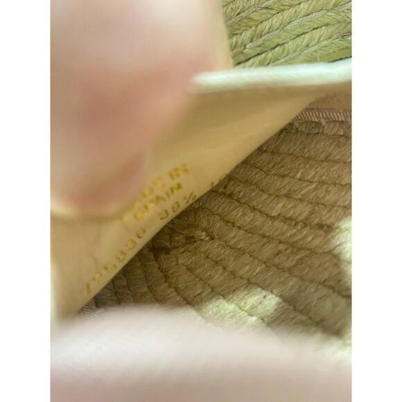 Gucci GG Espadrille Ribbon Tie Canvas Pink Wedge White 38.5 - Picture 8 of 9